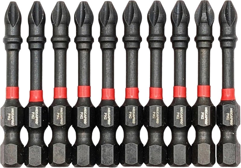Megapro Megaforce Impact Bits | Specially Modified S2 Steel | Magnetic Pickup | Black Oxide Finish (Refill Pack (Phillips #2)) - Image 1